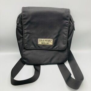 Polo Sport Ralph Lauren Black Backpack School Rare Style 13" x 11"‎